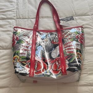 Ed Hardy Multicolor Floral Tote Bag